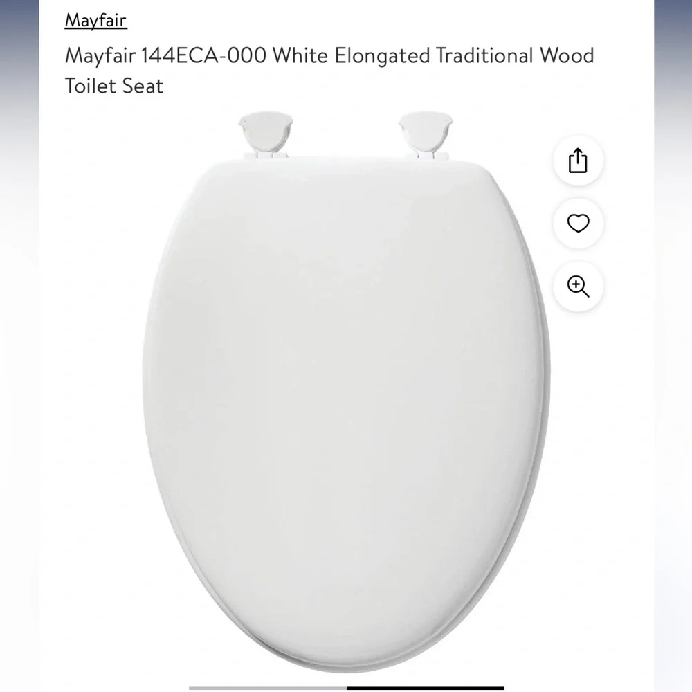 Mayfair 144ECA-000 White Elongated Traditional Wood Toilet Seat.
